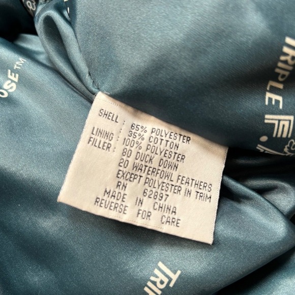 Vintage Triple F.A.T. Goose Down Parka Winter Puffer Coat L Hooded Jacket Teal - Picture 6 of 9